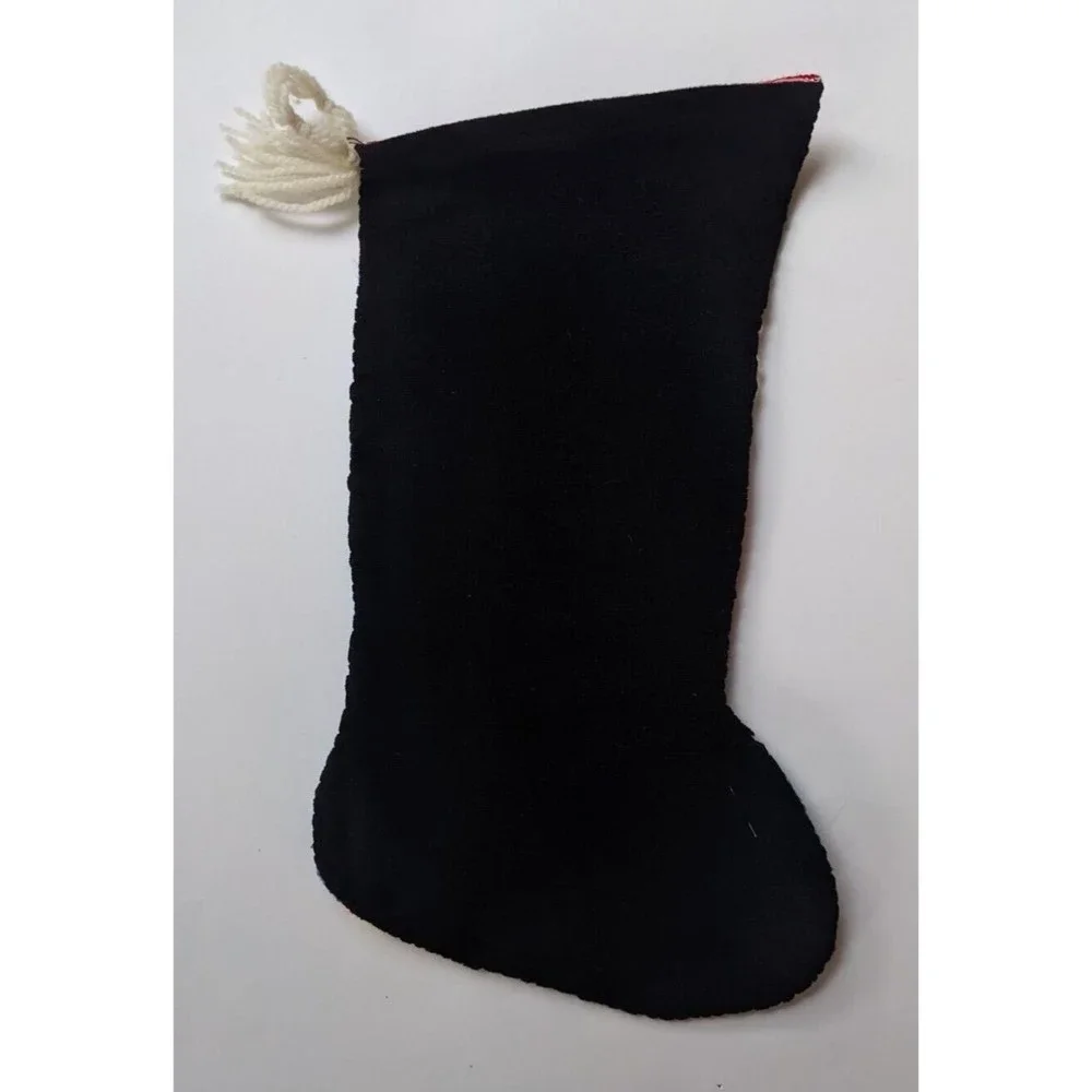 Vintage Needlepoint Christmas Stocking Handmade Santa in‎ Chimney Kitsch Retro